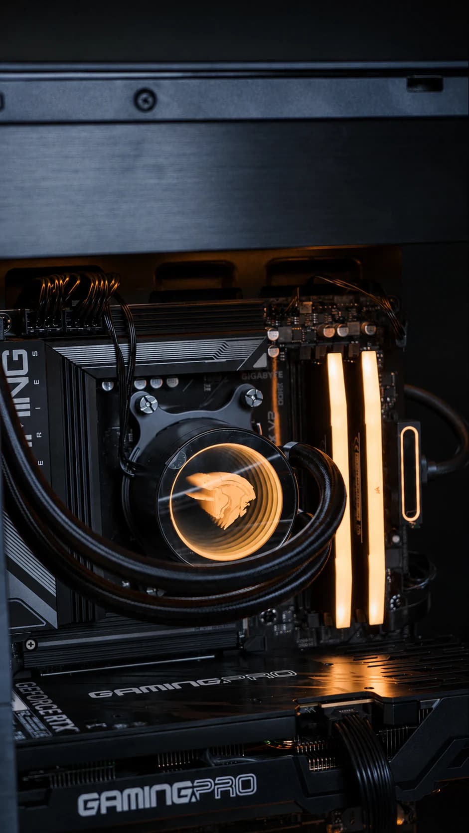 FrameBoost PC components with liquid cooling and graphics hardware